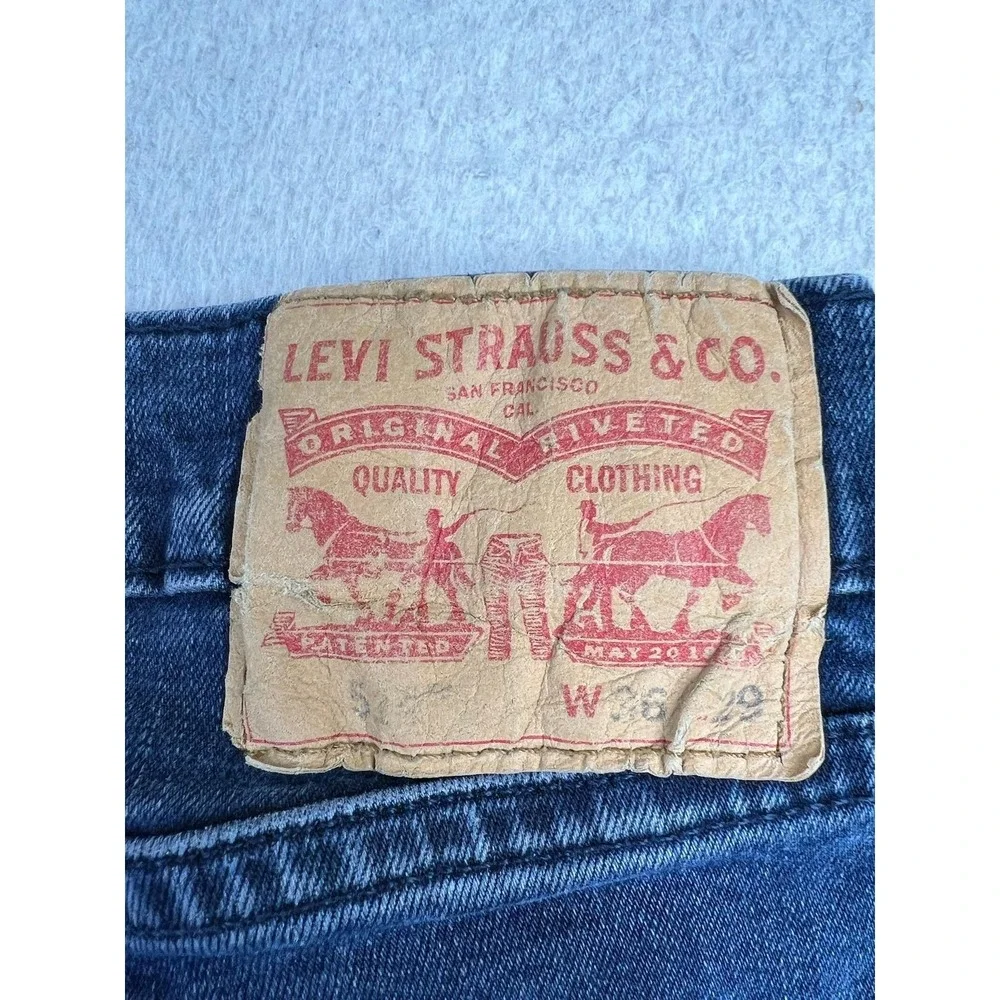 Levis 513 Jeans Mens 36x29 Blue Regular Straight Stretch Denim Medium Wash Pants